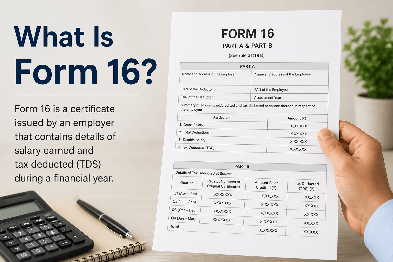 Form 16 explained India 2026 Part A Part B ITR filing guide